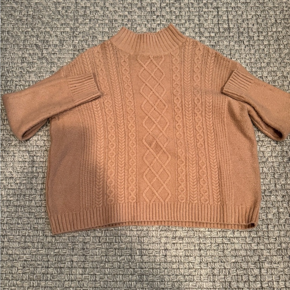 LOFT Brown Cable Knit Sweater